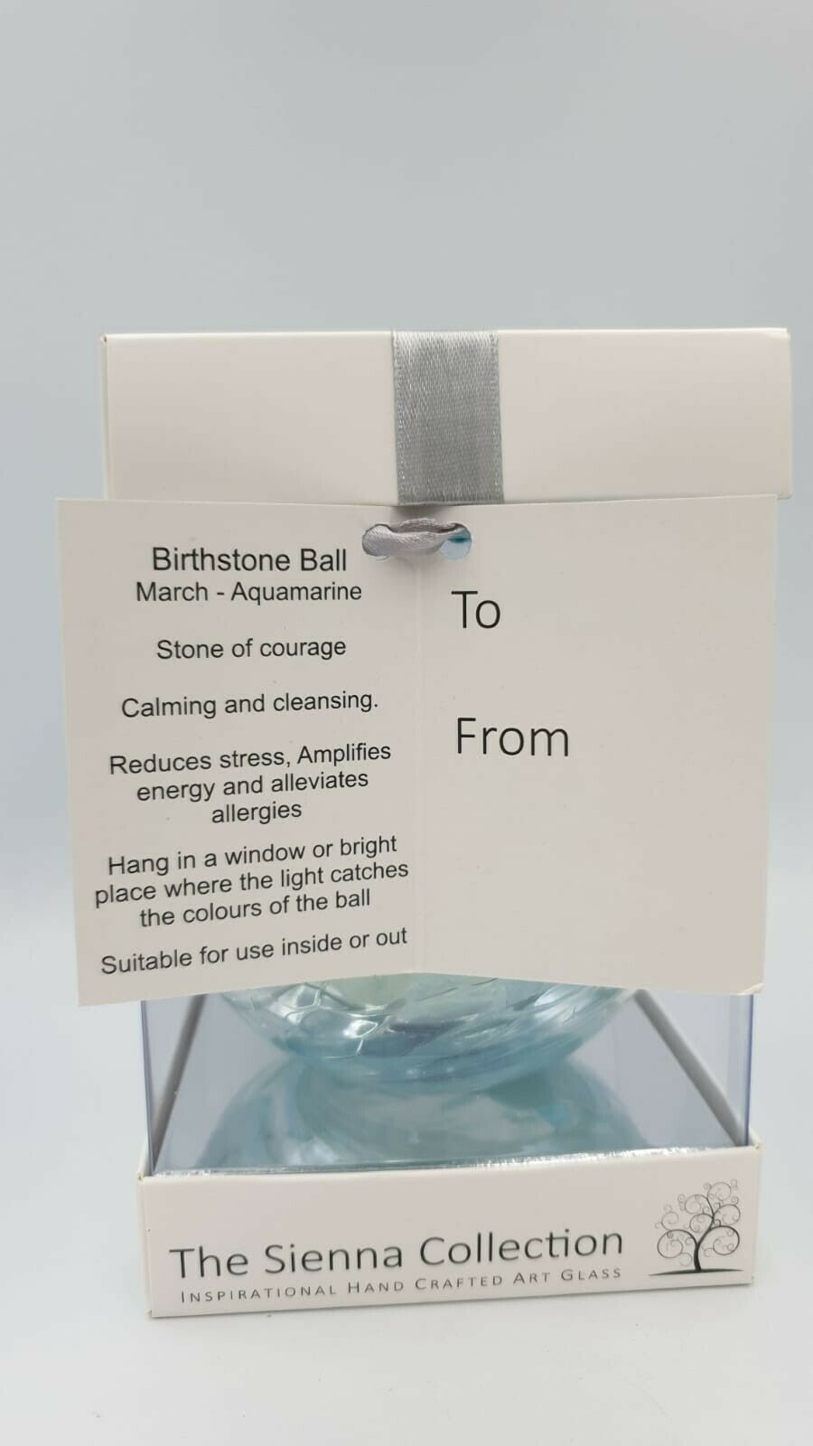 Sienna Glass Birthstone Ball 10cm- March