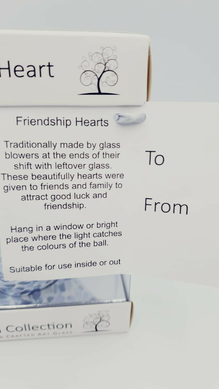 Glass Hanging Friendship Heart - Pastel Silver 12cm