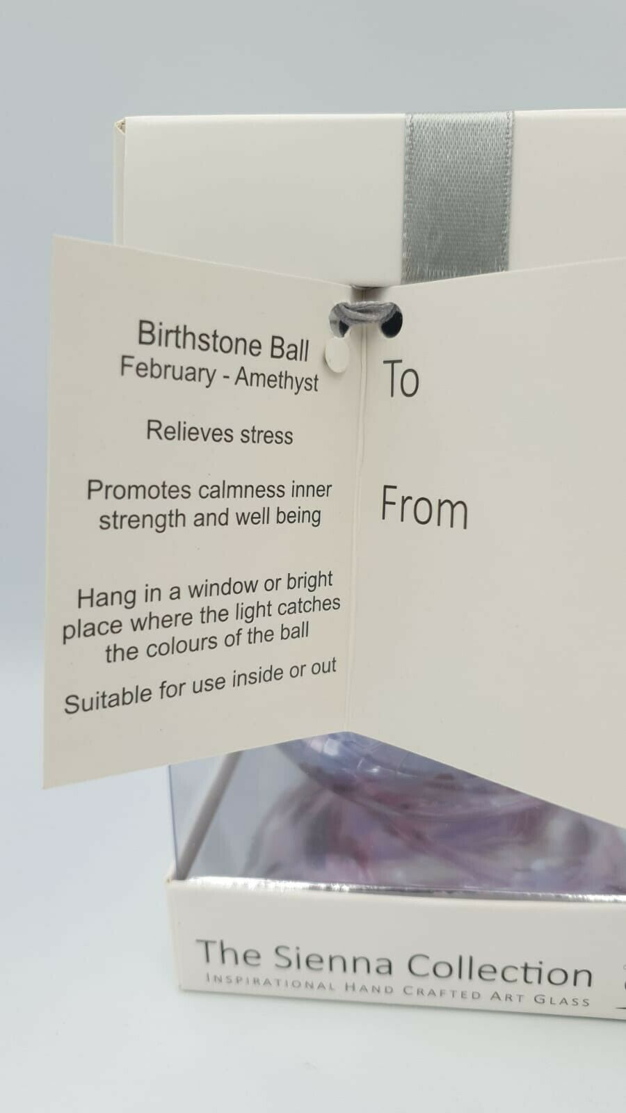 Sienna Glass Birthstone Ball 10cm- February