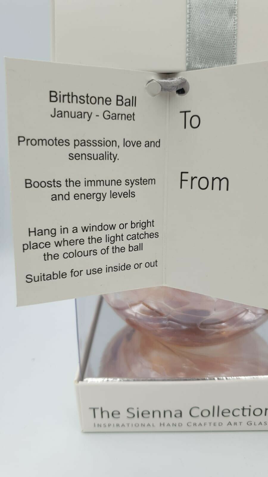 Sienna Glass Birthstone Ball 10cm- January