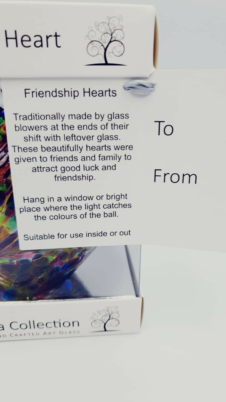 Glass Hanging Friendship Heart - MU 12cm