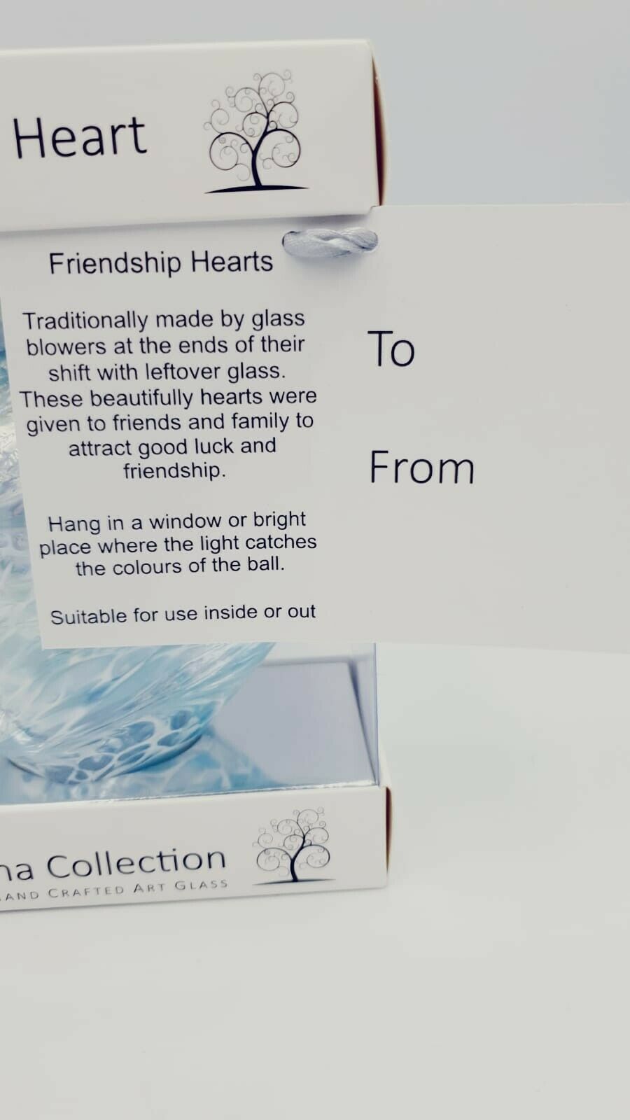 Glass Hanging Friendship Heart - Pastel Blue 12cm