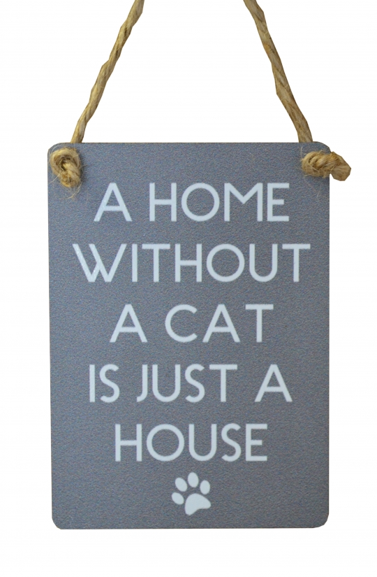 Mini Metal Sign - House without a Cat