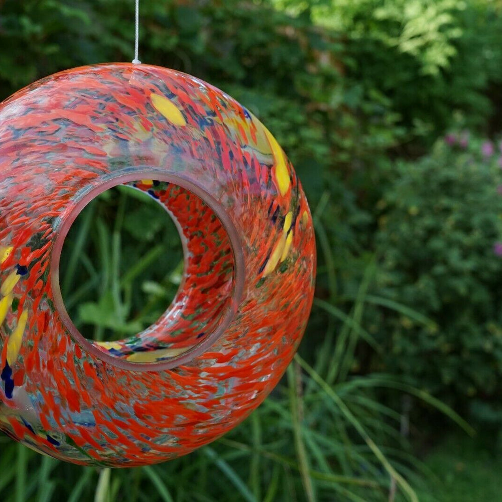 Glass Hanging Feeder - Red