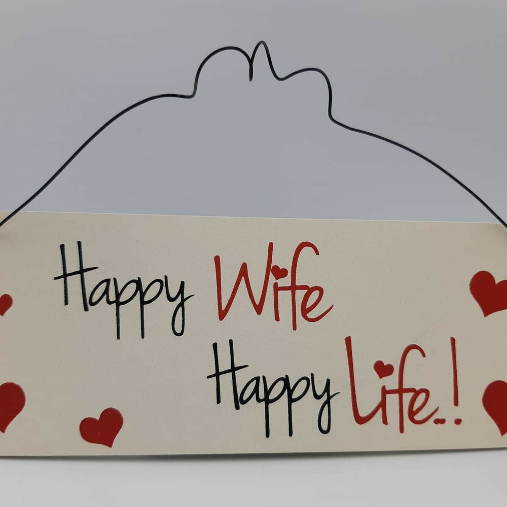 Hanging Happy Wife Plaque