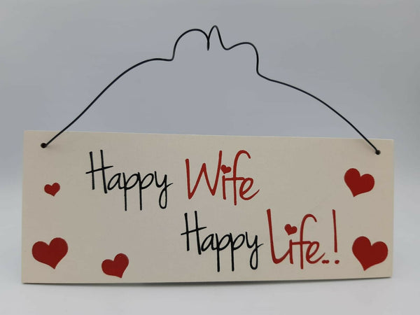 Hanging Happy Wife Plaque