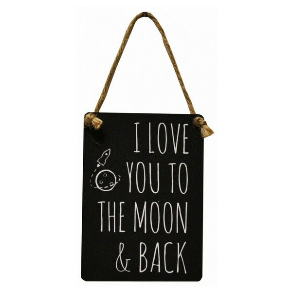 Hanging Mini Metal Sign Gift Plaque I Love You To The Moon And Back