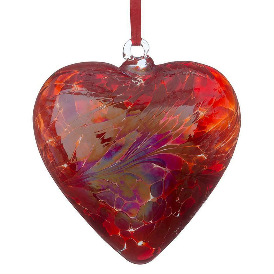 Glass Hanging Friendship Heart - Red 12cm