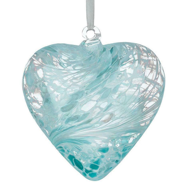 Glass Hanging Friendship Heart - Pastel Blue 12cm