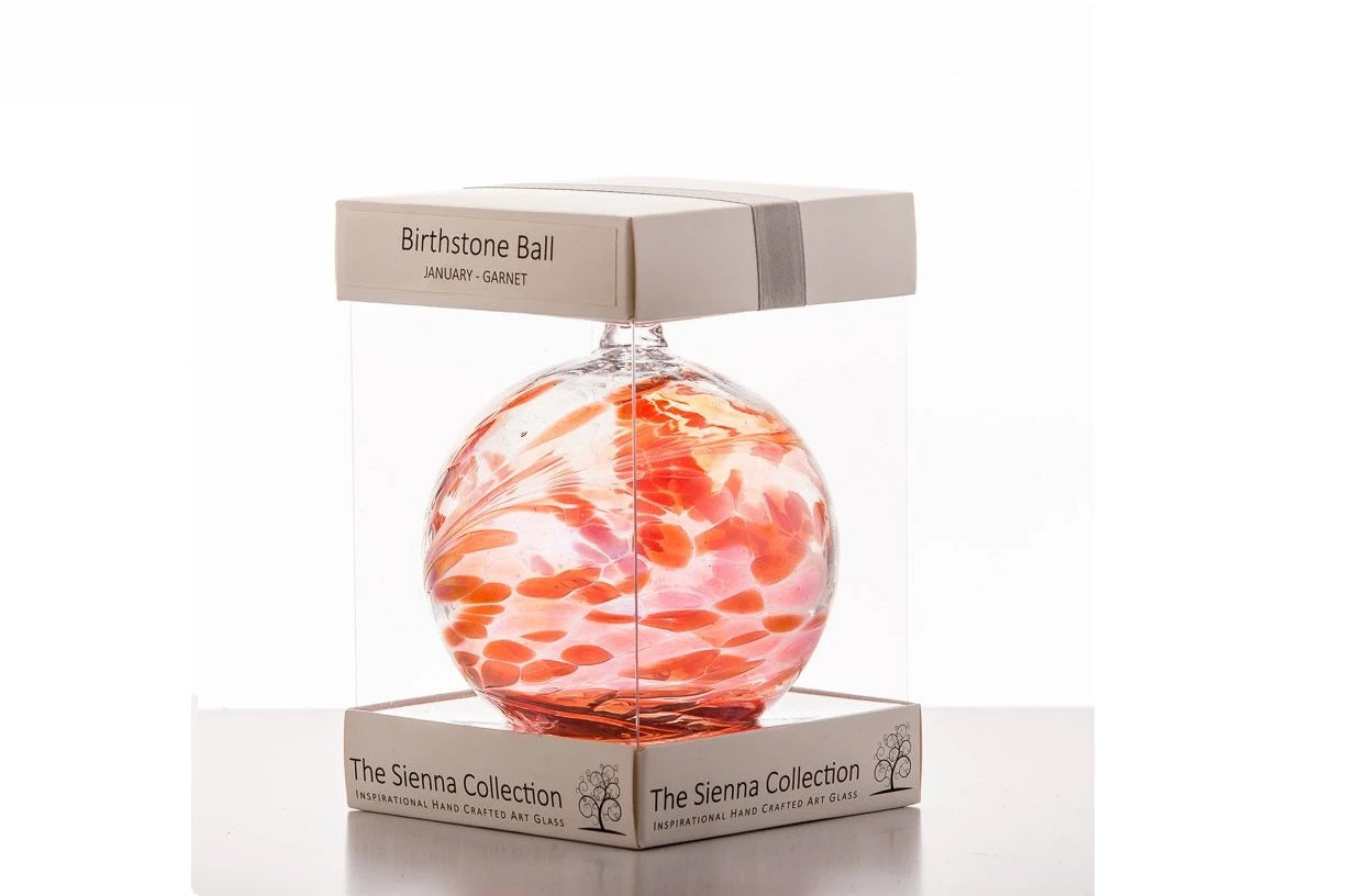 Sienna Glass Birthstone Ball 10cm- January