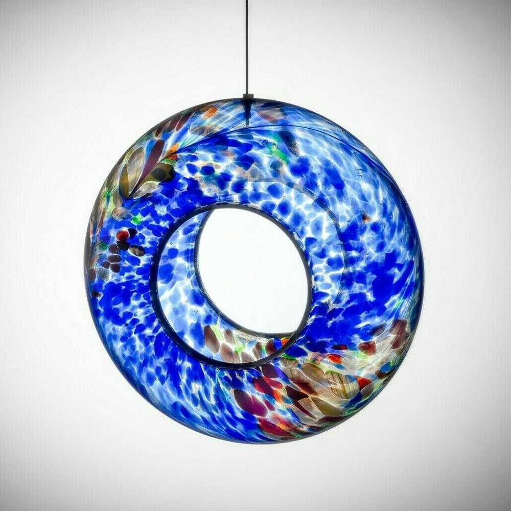 Glass Hanging Feeder - Blue