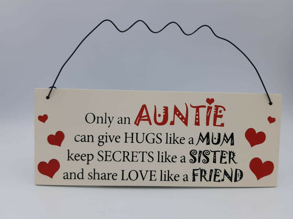 Hanging Auntie Plaque Wooden Sign