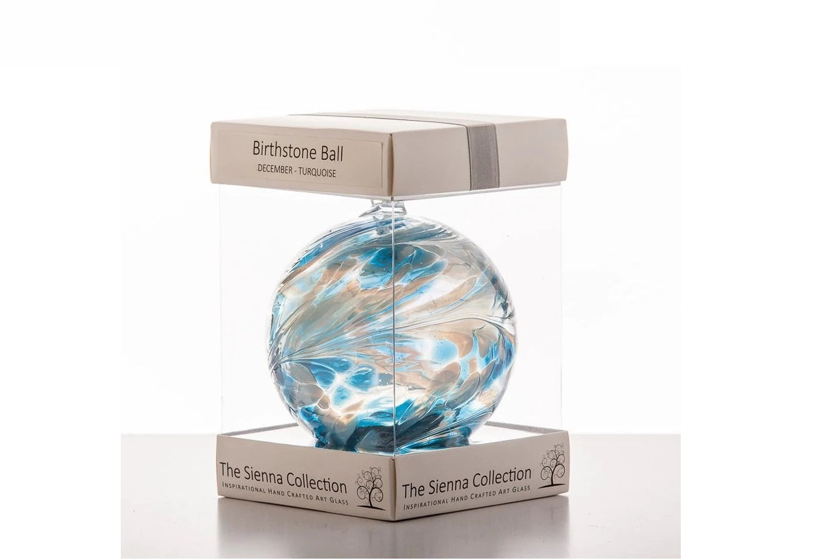 Sienna Glass Birthstone Ball 10cm- December