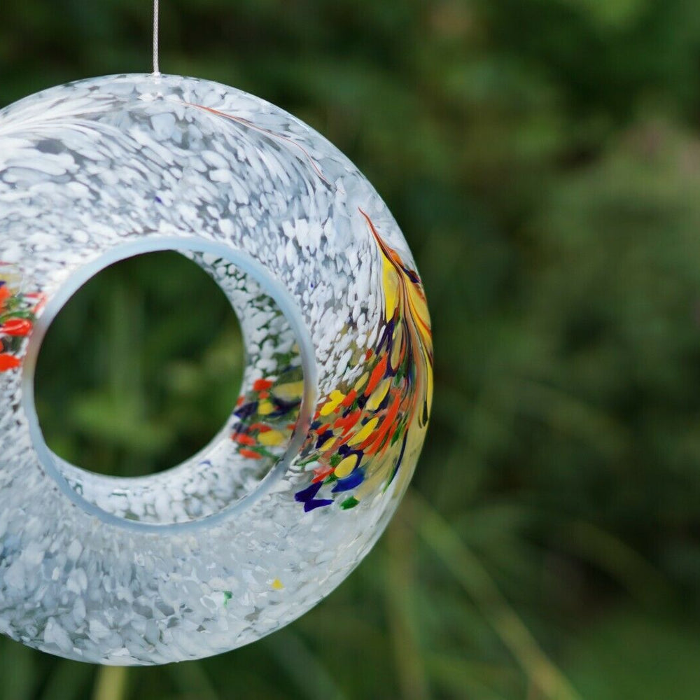 Glass Hanging Feeder - White