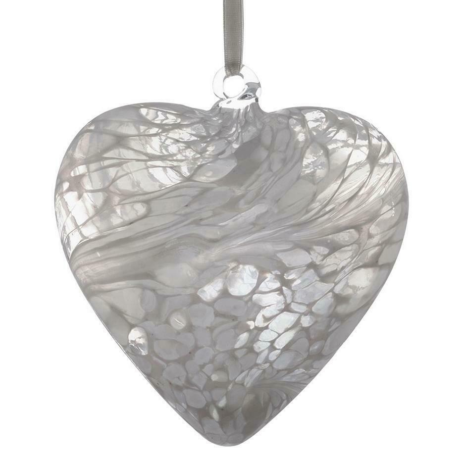 Glass Hanging Friendship Heart - White 12cm