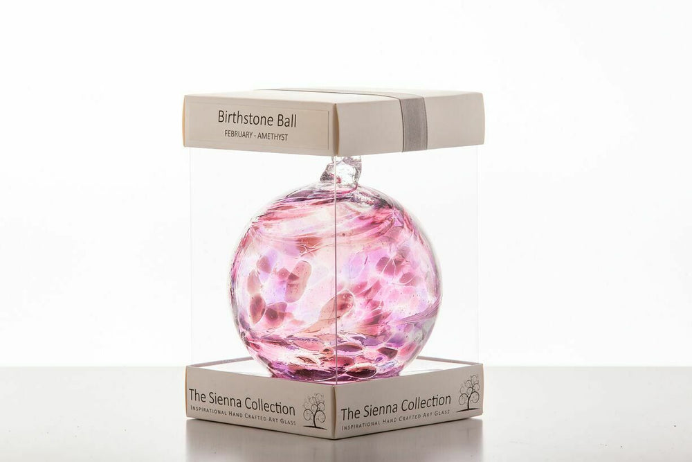 Sienna Glass Birthstone Ball 10cm- February