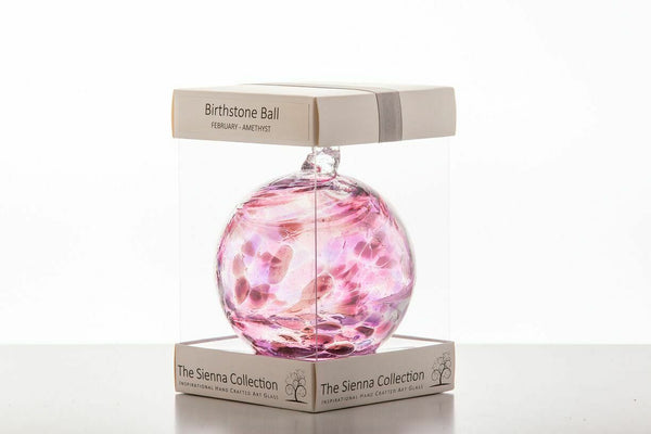 Sienna Glass Birthstone Ball 10cm- February
