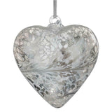 Glass Hanging Friendship Heart - Pastel Silver 12cm