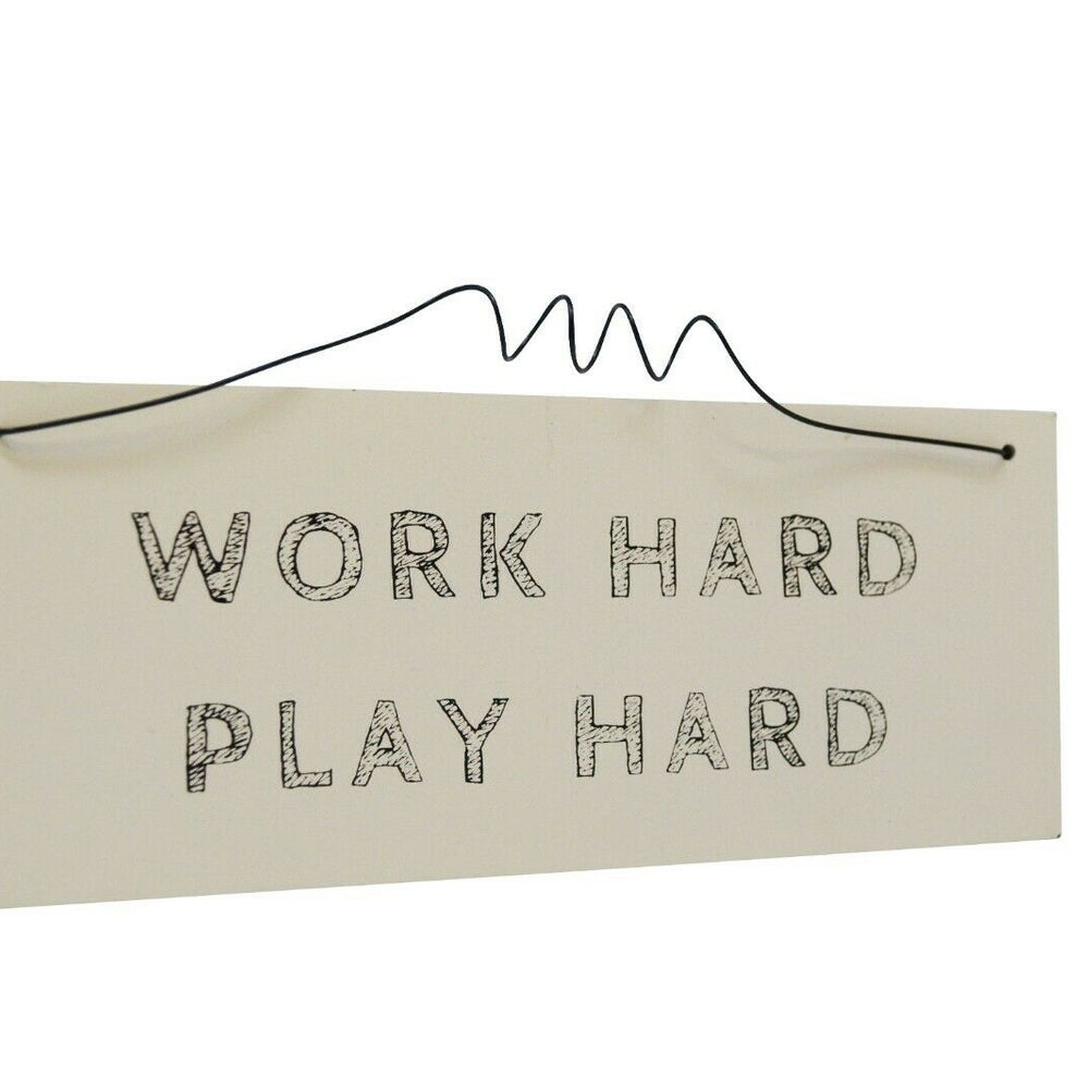 Hanging Work Hard Play Plaque Motivational Wall Present Wooden Sign Gift Idea