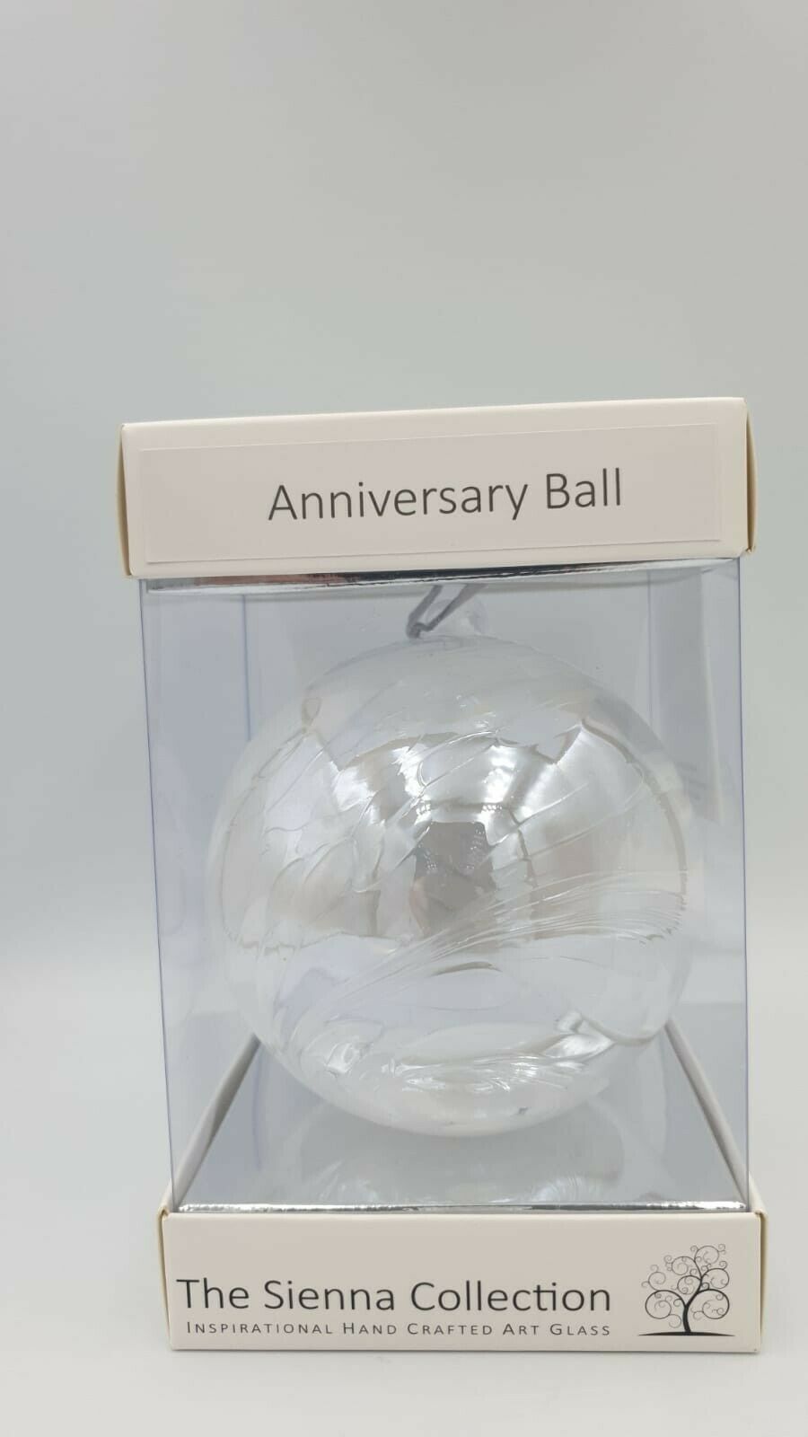 White Sienna Glass Friendship Ball Wedding Anniversary Gift Hanging Ornament