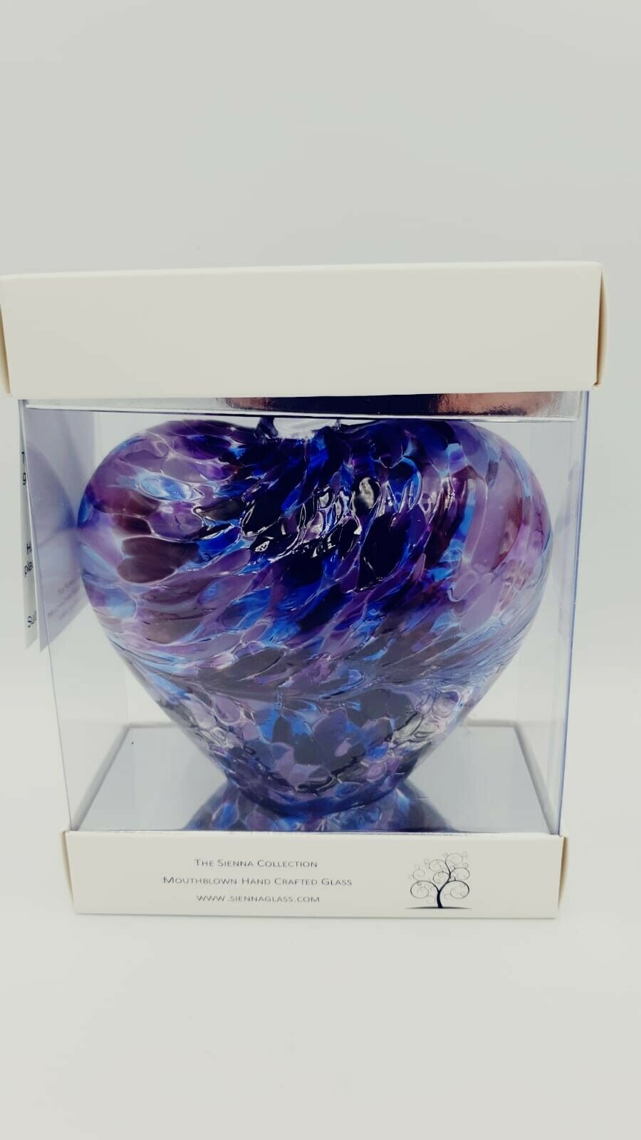 Glass Hanging Friendship Heart - Purple Blue 12cm