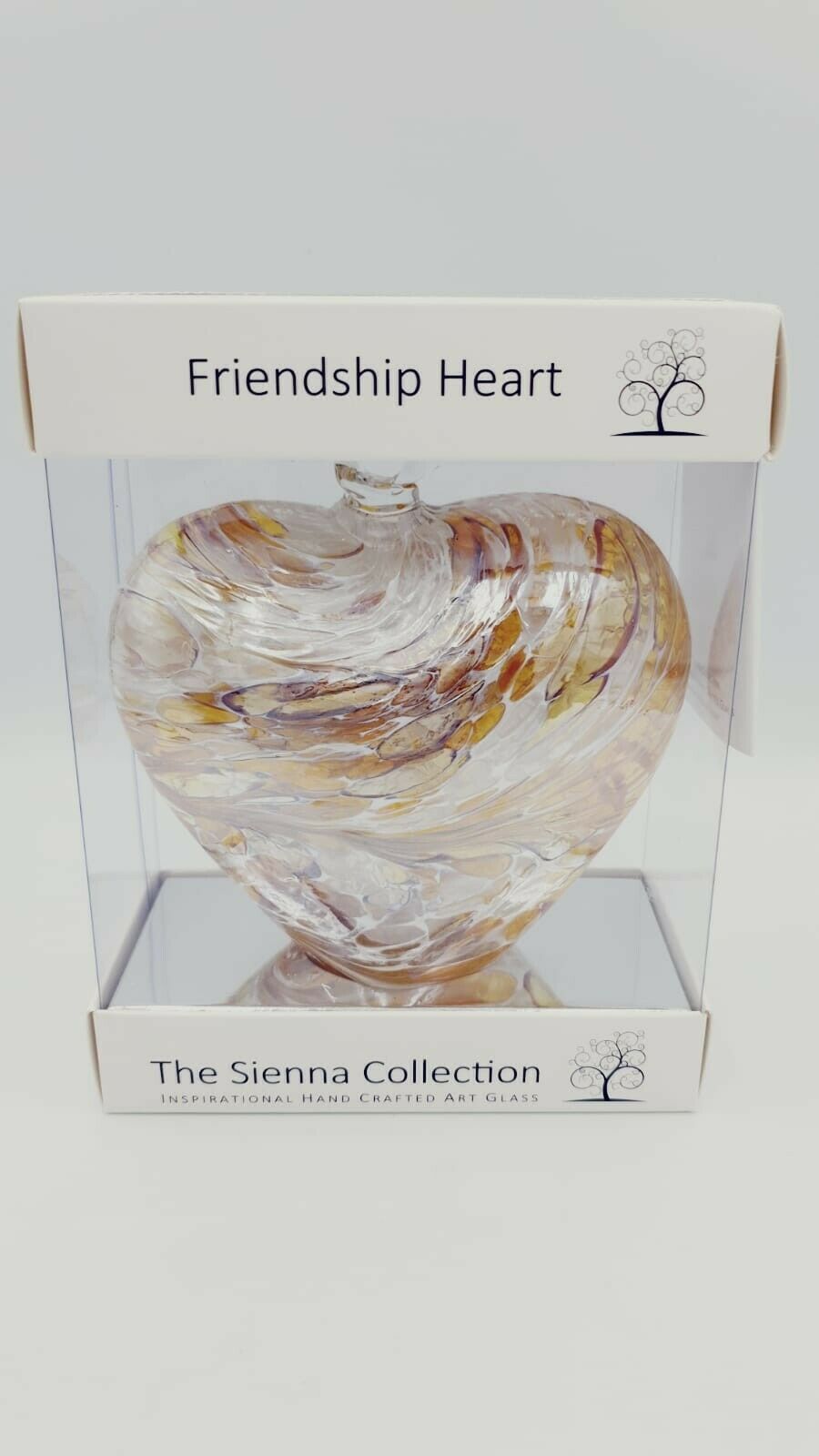 Glass Hanging Friendship Heart - Pastel Gold 12cm