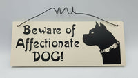 Plaque Wooden Wall Beware of Dog Affectionate Sign Shabby Chic Gift Idea Novelty