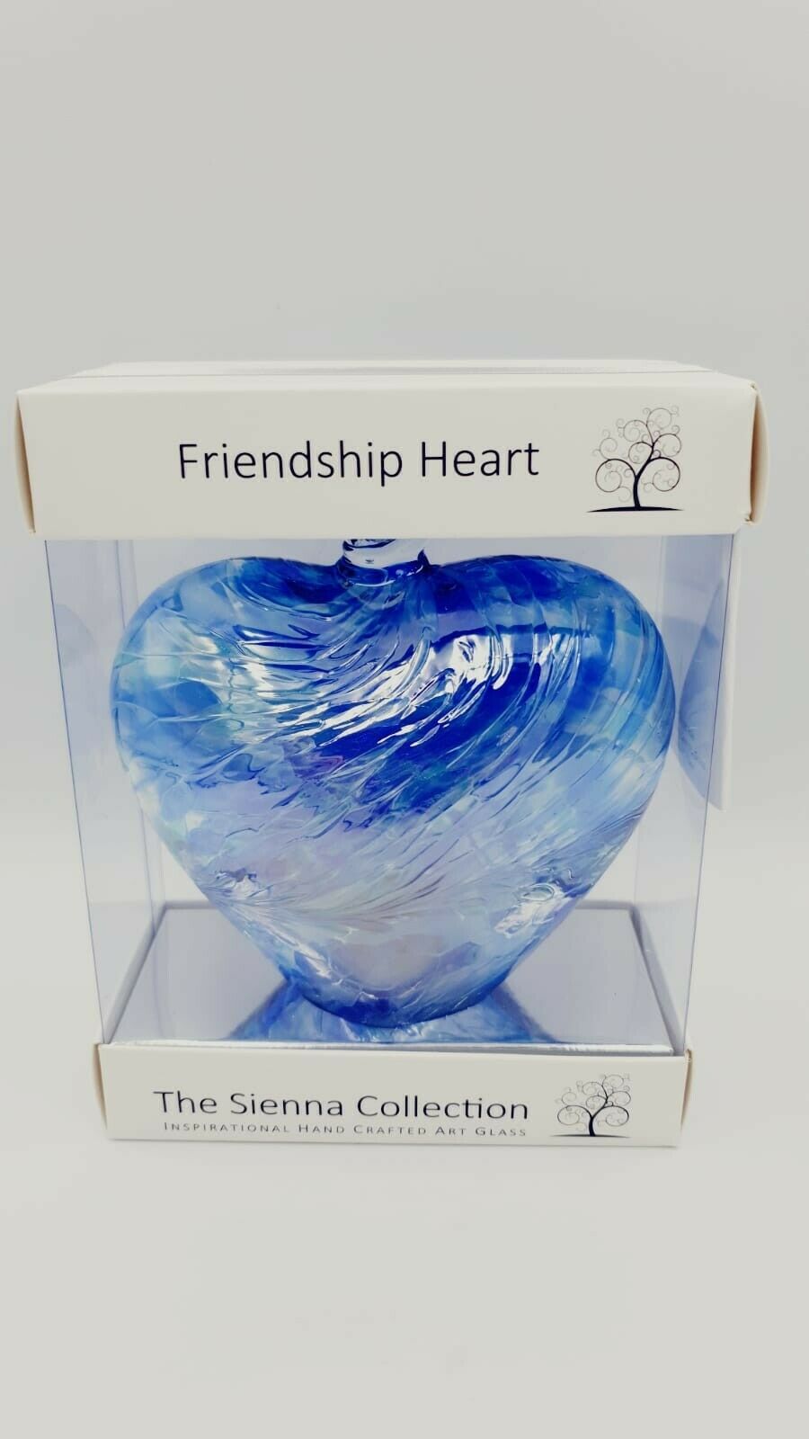 Glass Hanging Friendship Heart - Blue 12cm