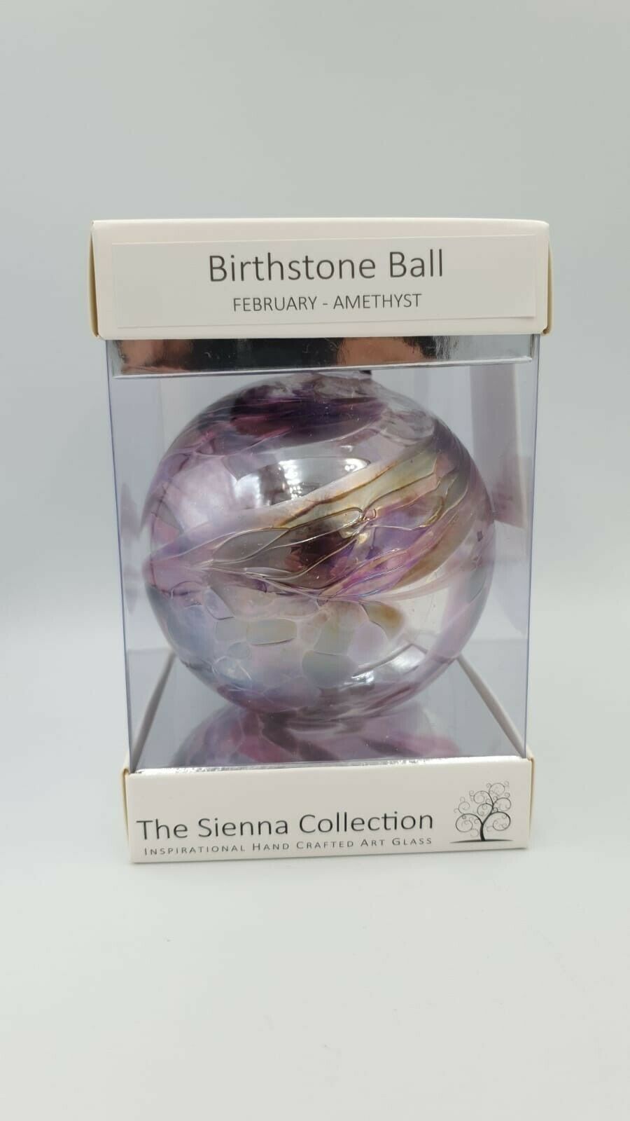 Sienna Glass Birthstone Ball 10cm- February