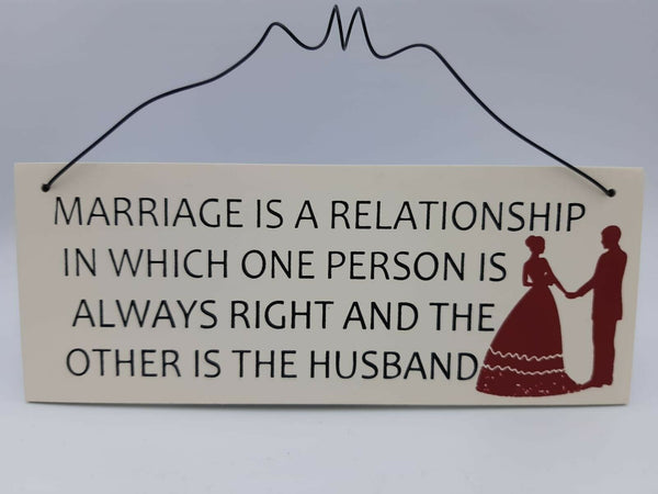 Hanging Humour Marriage Plaque