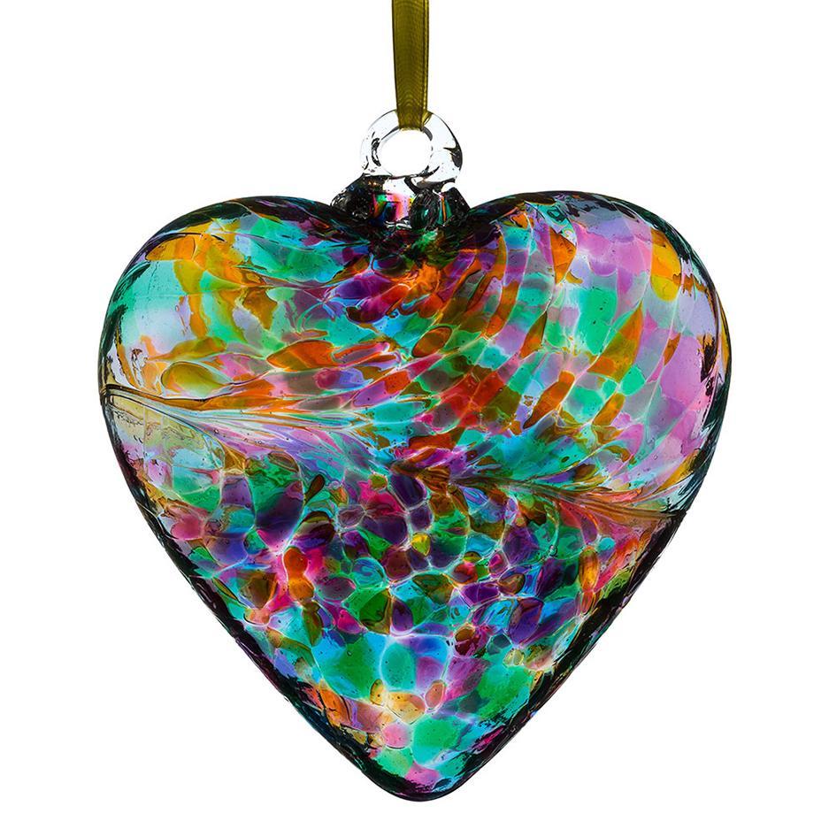 Glass Hanging Friendship Heart - Turquoise 8cm