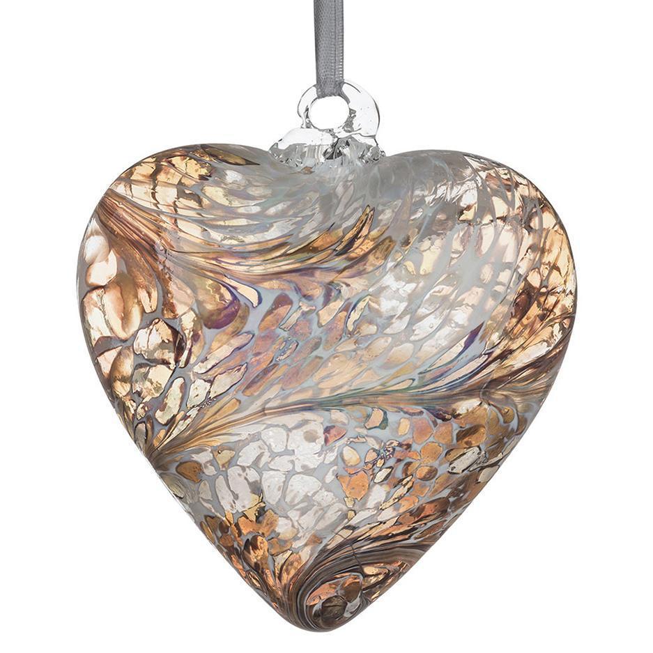 Glass Hanging Friendship Heart -Pastel Gold 8cm