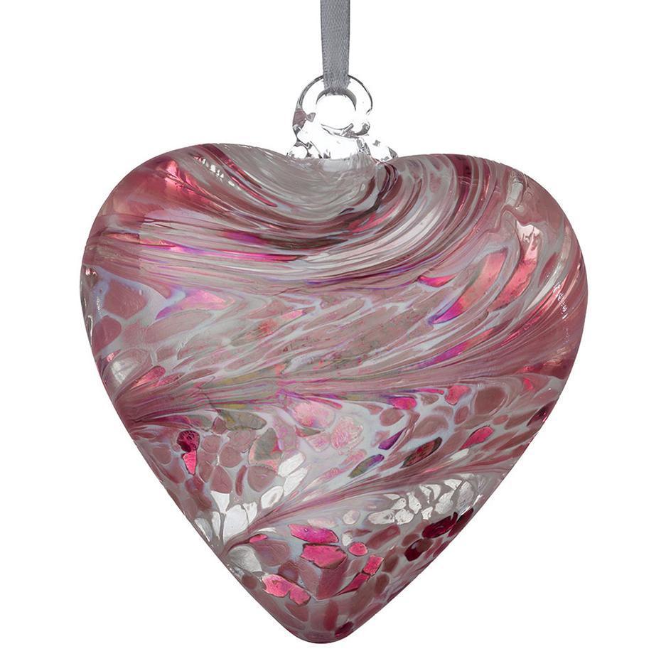 Glass Hanging Friendship Heart - Pastel Pink 8cm