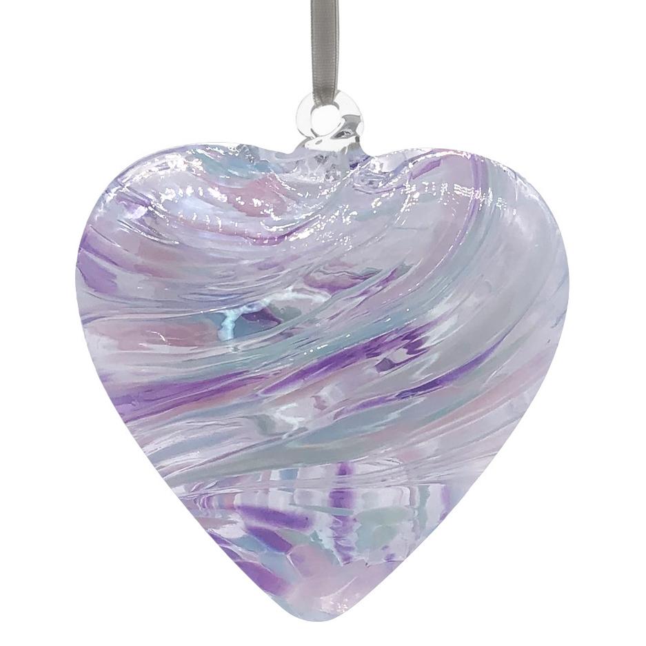 Glass Hanging Friendship Heart -  Pearl 8cm