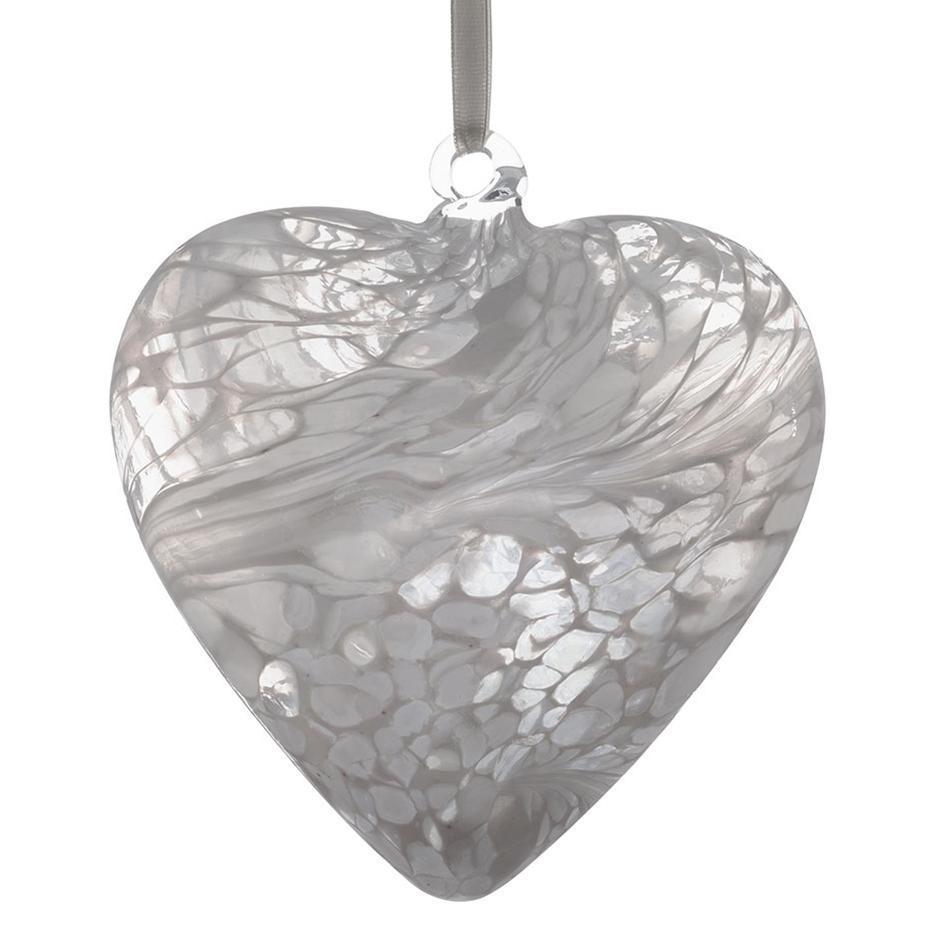 Glass Hanging Friendship Heart - White 8cm