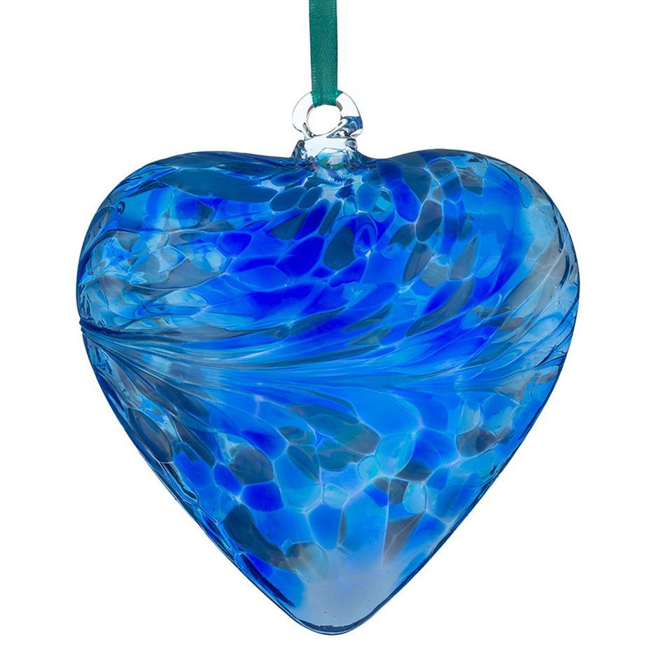 Glass Hanging Friendship Heart - Blue 8cm